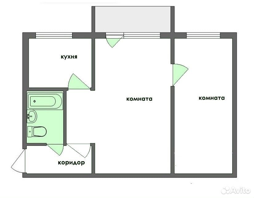 План квартиры в хрущевке с размерами 2 х комнатная квартира