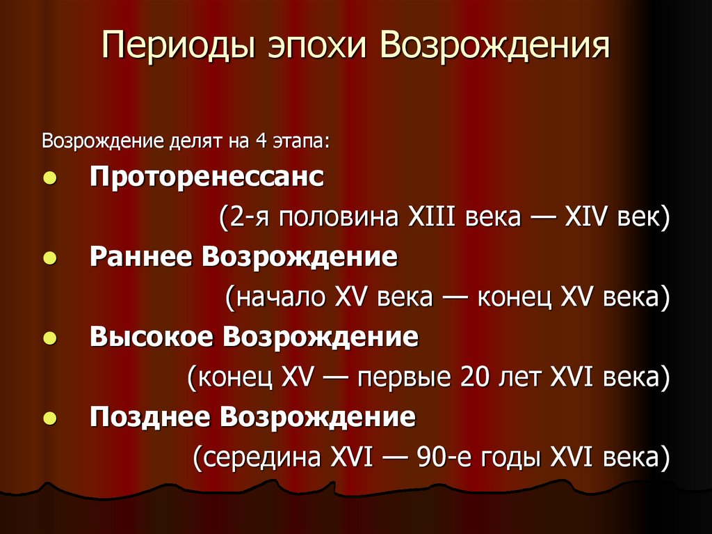 Эпоха возрождения период