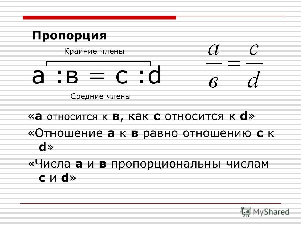 Используя числа составьте пропорцию