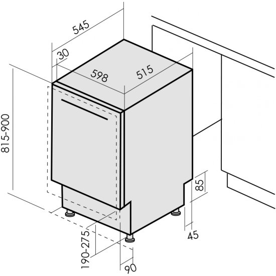 Габариты посудомоечной машины встраиваемой