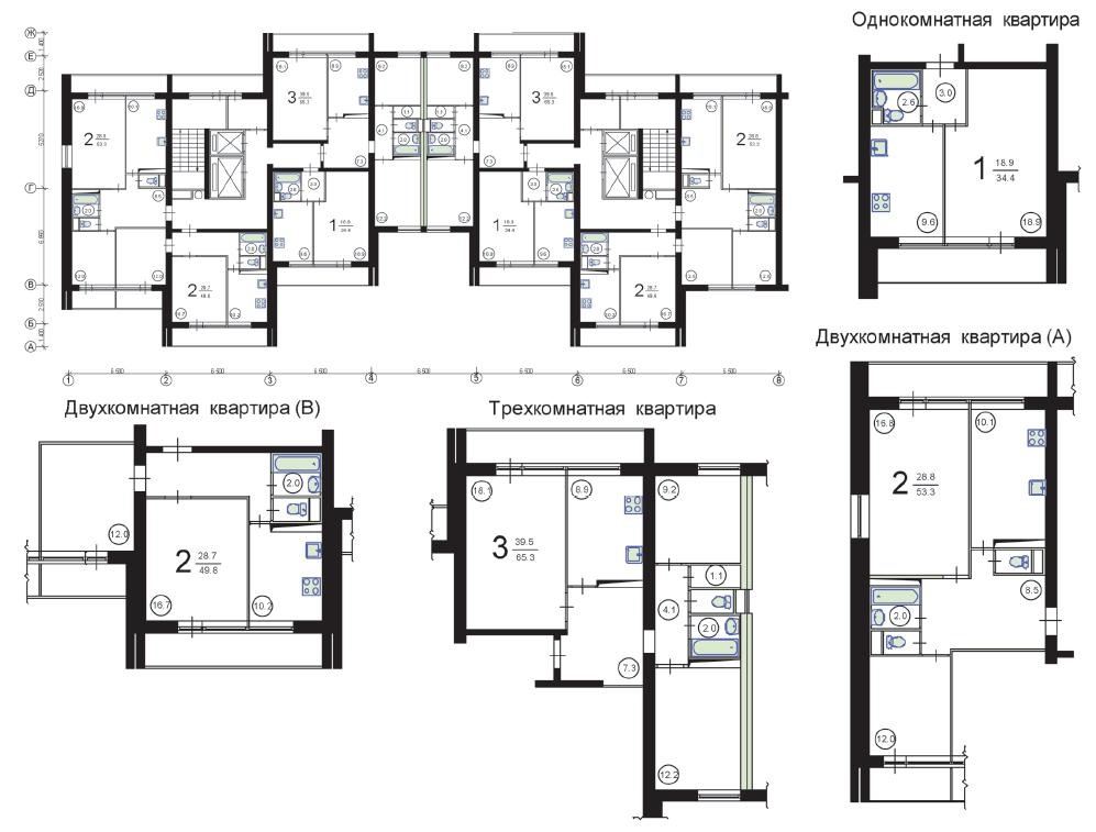 План квартир в девятиэтажках