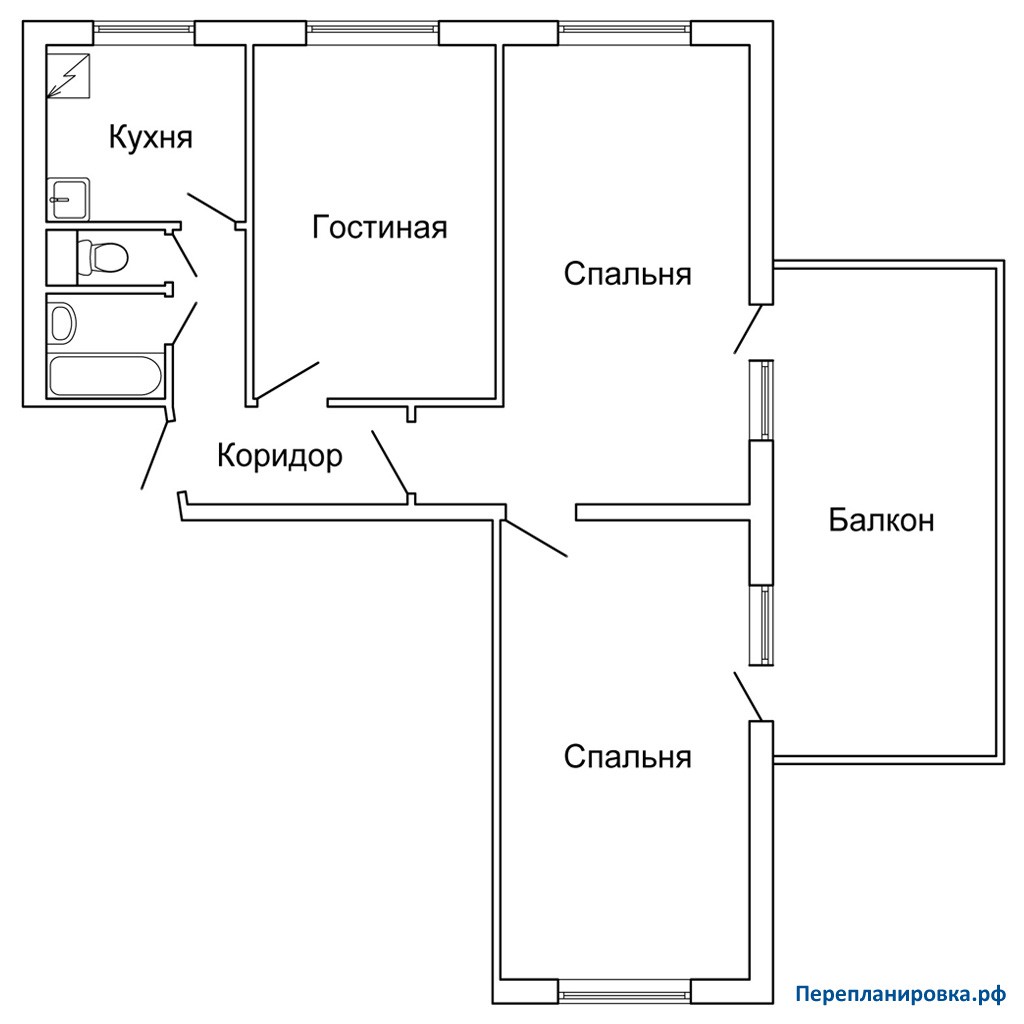 План трехкомнатной квартиры в панельном доме 5 этажей