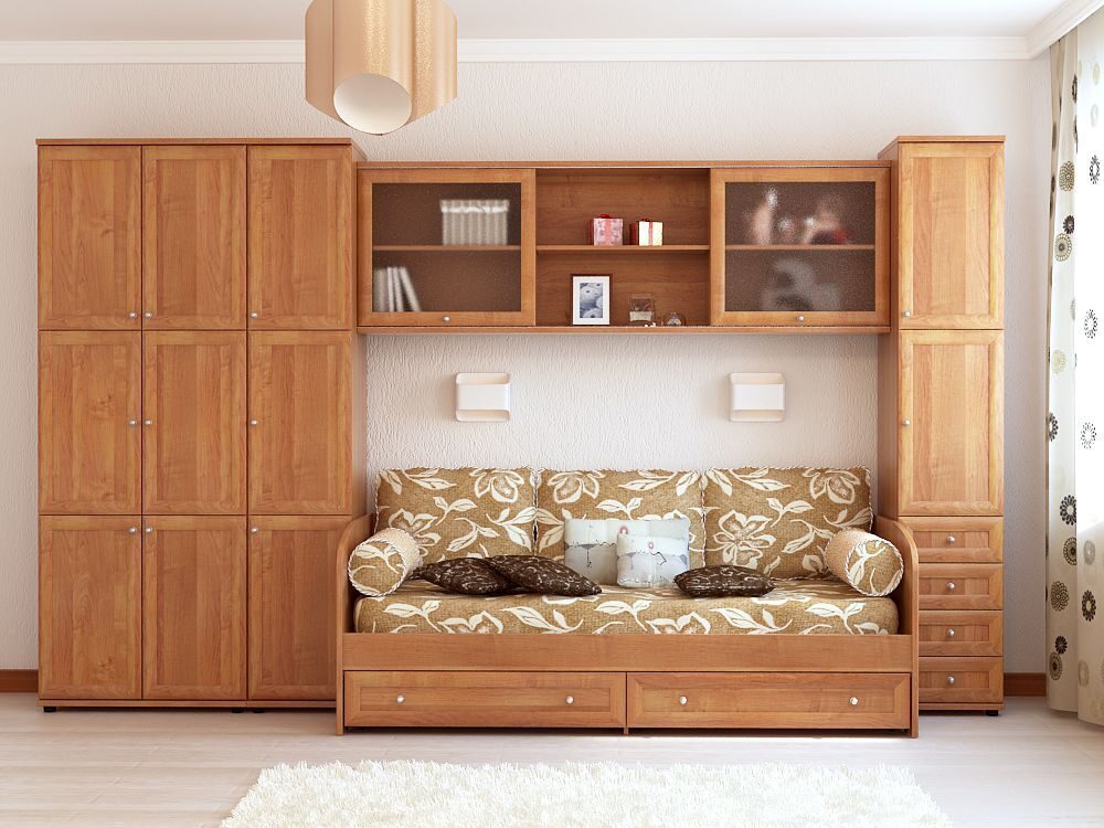 Дизайн комнаты диван шкаф