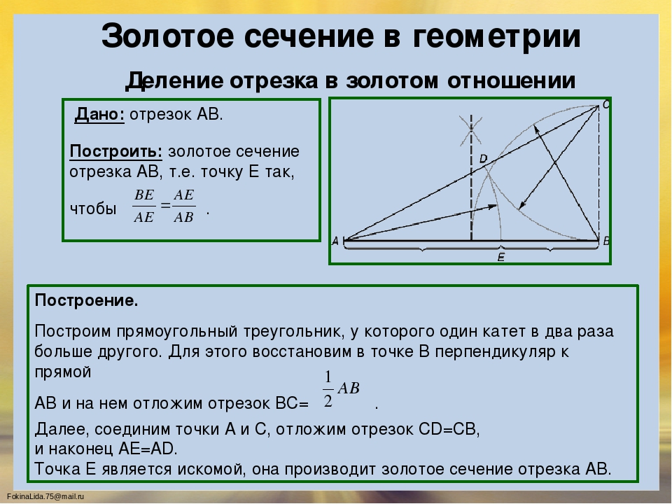 Золотое сечение проект по математике 10 класс