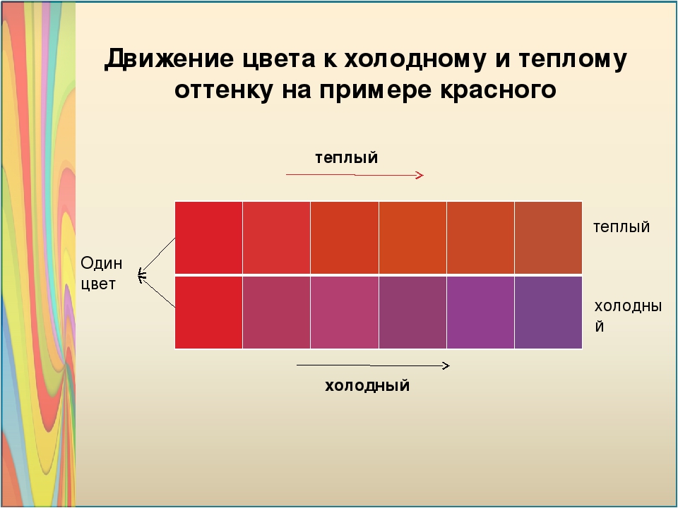 Холодными цветами. Теплые и холодные оттенки красного. Теплый и холодный красный цвет. Теплые и холодные оттенки одного цвета. Холодные оттенки красного цвета.