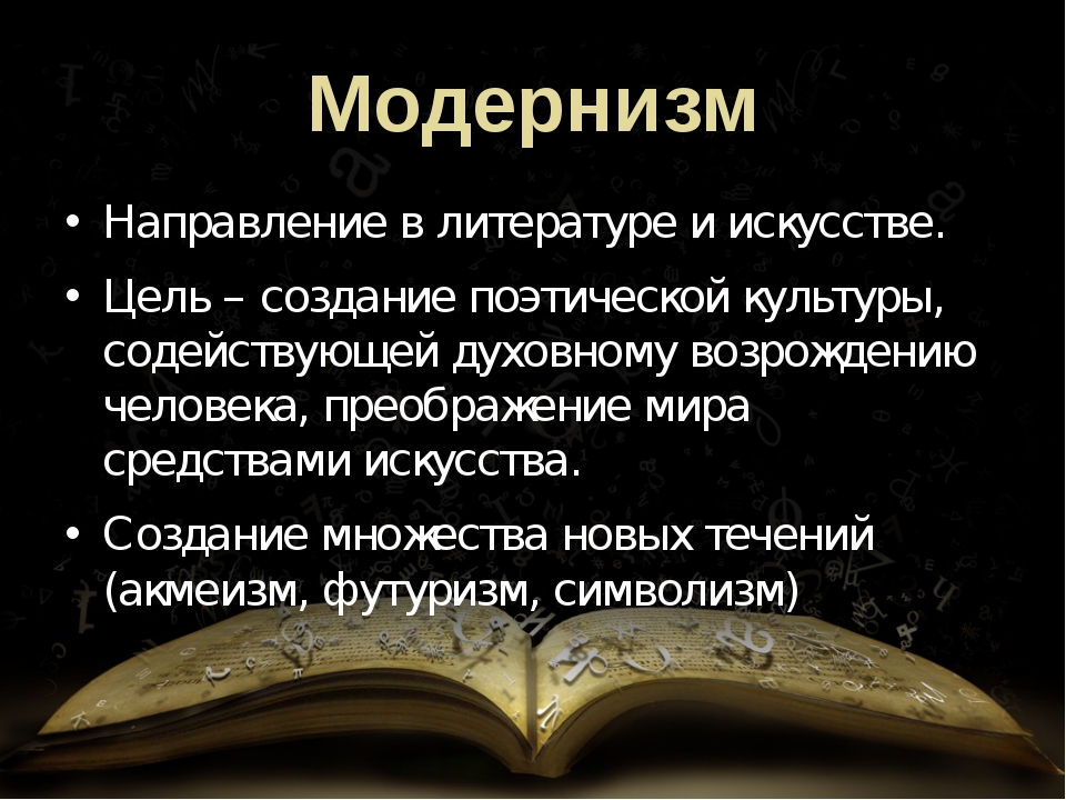 Какие направления в литературе были распространены. Модернизм в литературе. Модернизм в России в литературе. Направления модернизма в литературе. Модернизм в литературе примеры.