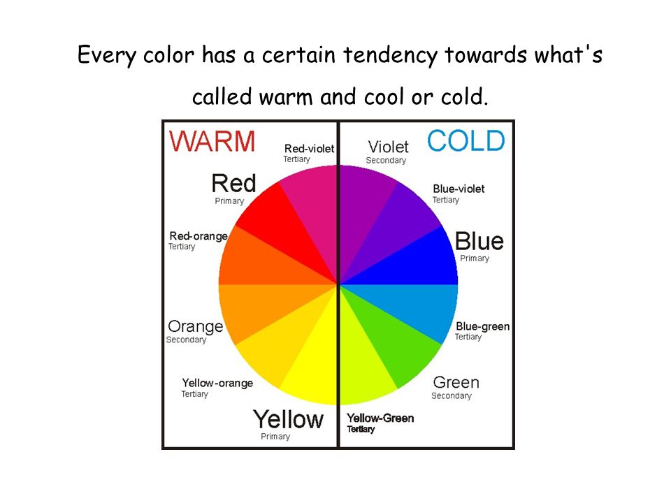 Every color has a certain tendency towards what s called warm and cool or cold.