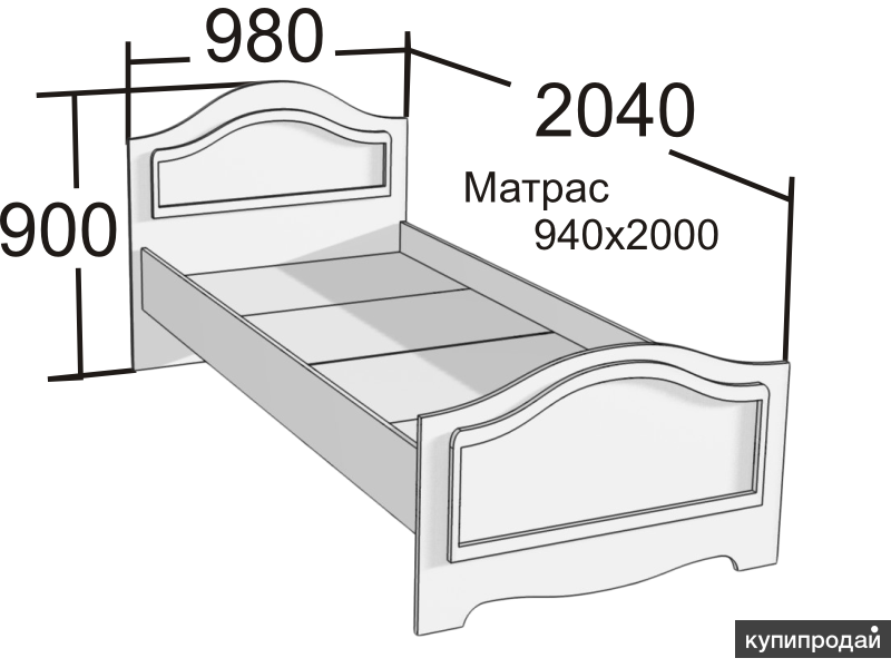Кровать односпальная ширина 60