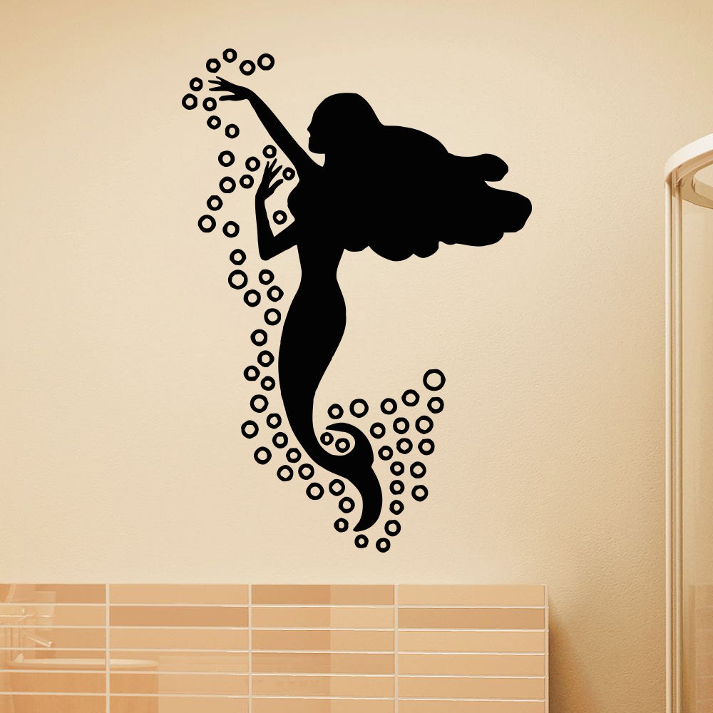 Трафарет для декора стен ванной Русалка
