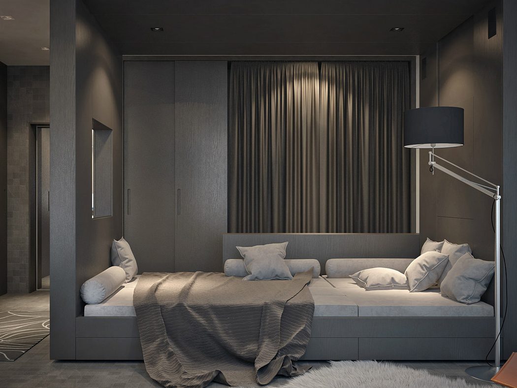Однокомнатная спальня в минималистическом стиле