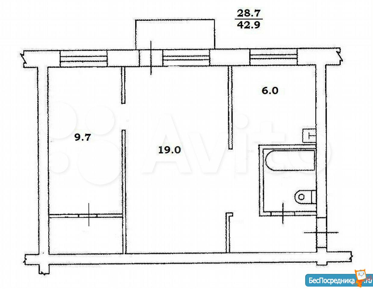 Планировка 2 комнатной квартиры в хрущевке без балкона