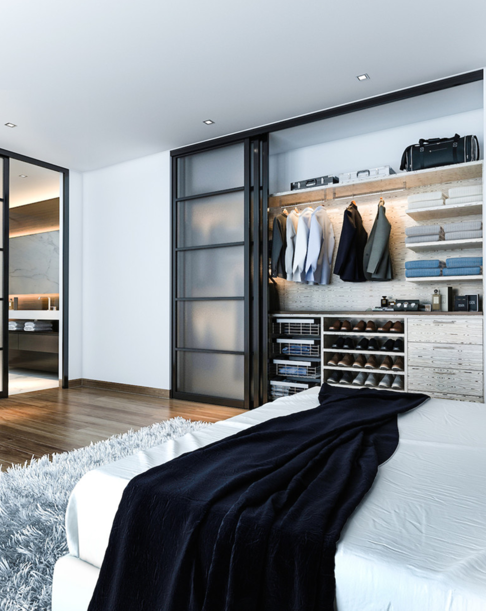 Спальня с гардеробной: Дизайн спальни с гардеробной комнатой (16 фото ... Дизайн Спальни С Угловой Гардеробной