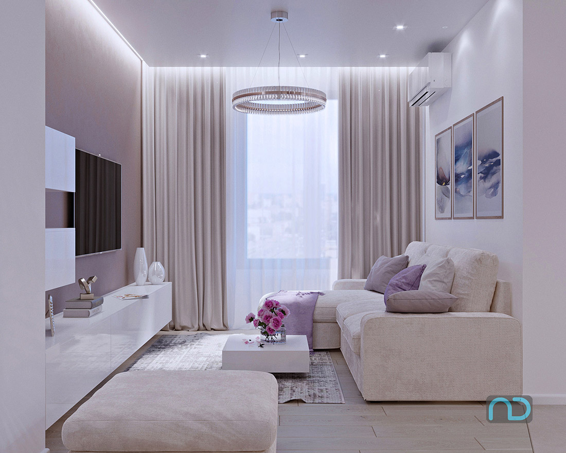 Дизайн однокомнатной квартиры в современном стиле в светлых тонах в современном стиле фото