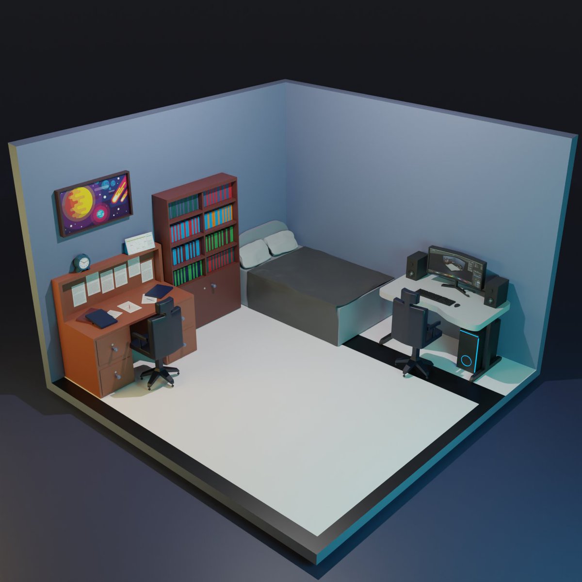Blender 3d изометрическая комната