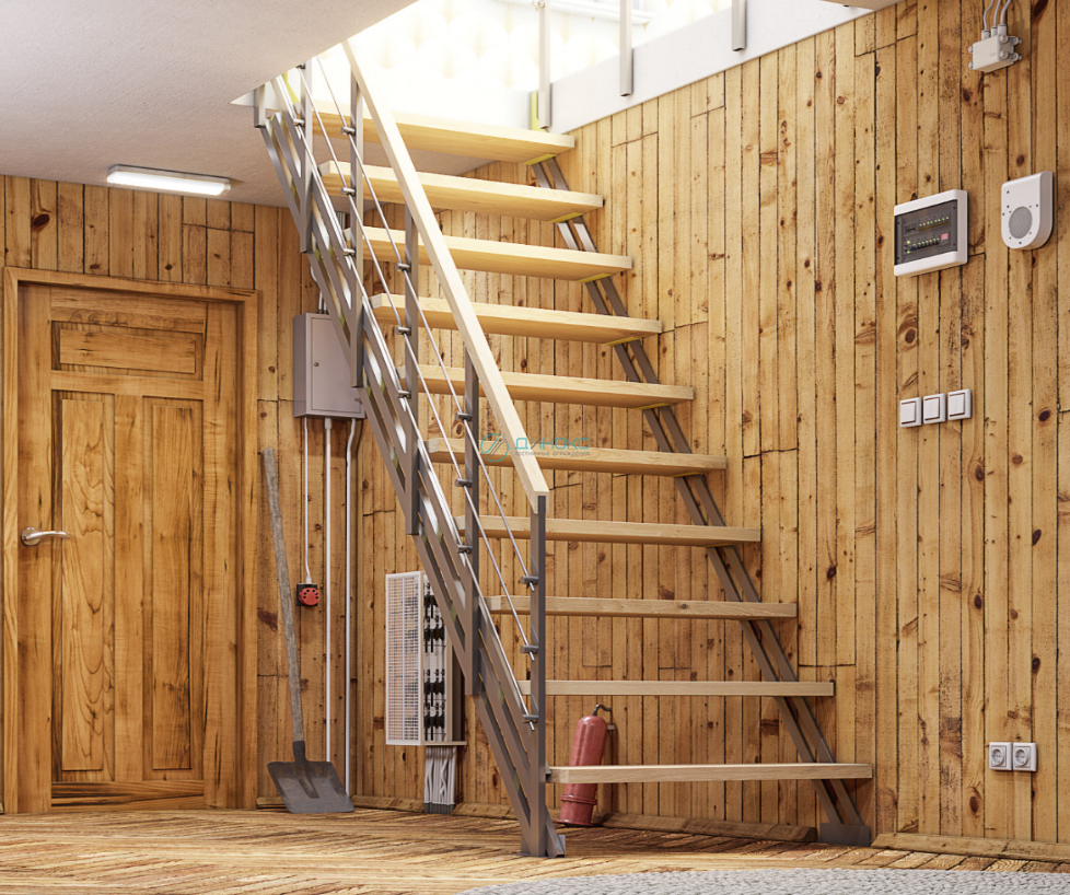 Лестница прямая. Деревянная лестница. Готовые деревянные лестницы. Крутая деревянная лестница.