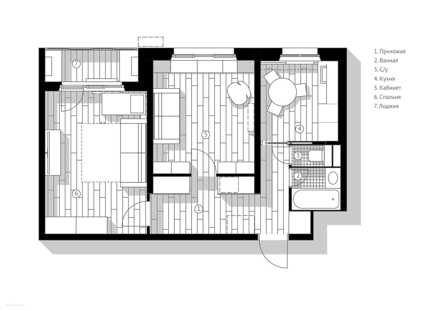 Проект двухкомнатной квартиры 49 кв.м
