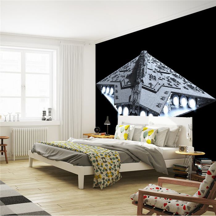 Фотообои в спальне по мотивам звездных войн
