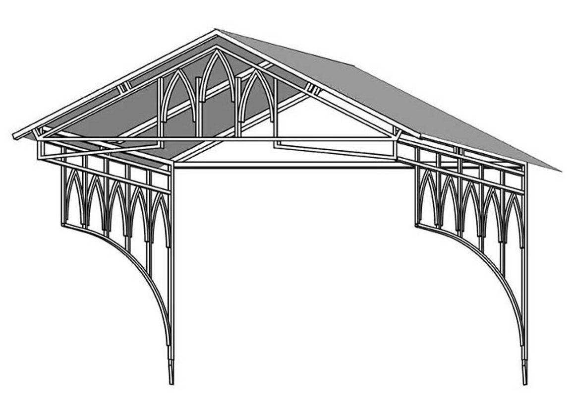Чертеж навеса над крыльцом из металла