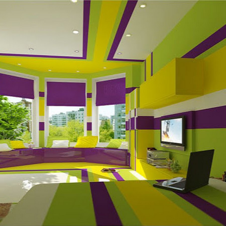 Фиолетово желтая комната