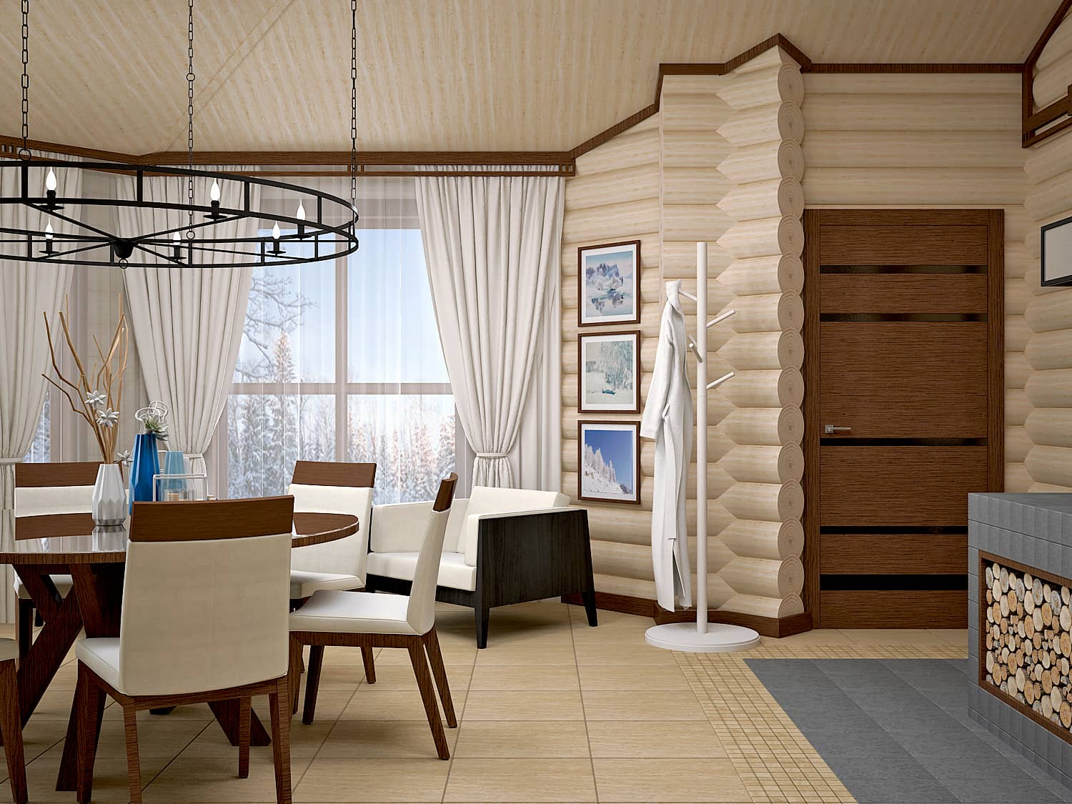 Дизайн комнаты отдыха для бани в современном стиле